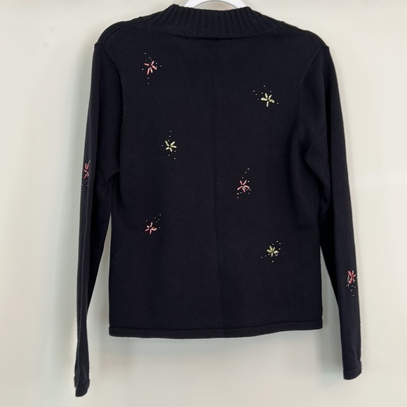 VTG Talbots Black Cotton Christmas Sweater sz.M - Picture 7 of 9